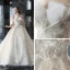 Luksus Champagne Brudekjoler 2019 Prinsesse Kjæreste Uten Ermer Ryggløse Appliques Blonder Paljetter Beading Cathedral Train Buste