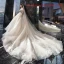Luxury / Gorgeous Champagne Wedding Dresses 2019 Ball Gown Off-The-Shoulder Short Sleeve Backless Appliques Lace Sequins Beading Pearl Glitter Tulle Cathedral Train Ruffle
