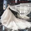 Luxury / Gorgeous Champagne Wedding Dresses 2019 Ball Gown Off-The-Shoulder Short Sleeve Backless Appliques Lace Sequins Beading Pearl Glitter Tulle Cathedral Train Ruffle