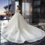 Bling Bling Champagne Wedding Dresses 2019 A-Line / Princess Off-The-Shoulder Short Sleeve Backless Appliques Lace Sequins Beading Glitter Tulle Cathedral Train Ruffle