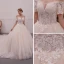 Elegant Champagne Wedding Dresses 2019 A-Line / Princess Off-The-Shoulder Short Sleeve Backless Appliques Pierced Lace Beading Glitter Tulle Cathedral Train Ruffle