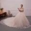 Best Champagne Wedding Dresses 2019 Ball Gown Spaghetti Straps Sleeveless Backless Appliques Lace Cathedral Train Ruffle