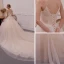 Best Champagne Wedding Dresses 2019 Ball Gown Spaghetti Straps Sleeveless Backless Appliques Lace Cathedral Train Ruffle