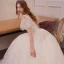 Best Champagne Wedding Dresses 2019 A-Line / Princess Deep V-Neck Short Sleeve Backless Appliques Lace Beading Cathedral Train Ruffle