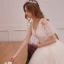 Best Champagne Wedding Dresses 2019 A-Line / Princess Deep V-Neck Short Sleeve Backless Appliques Lace Beading Cathedral Train Ruffle