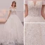 Bling Bling Champagne Robe De Mariée 2019 Princesse De l'épaule Manches Courtes Dos Nu Appliques En Dentelle Glitter Paillettes Cathedral Train Volants