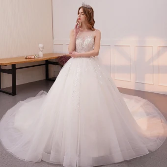 Bling Bling Ivory See Through Wedding Dresses 2019 A Line Princess Scoop Neck Sleeveless Backless Glitter Sequins Cathedral Train Ruffle