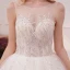 Bling Bling Ivory / Creme Durchsichtige Brautkleider / Hochzeitskleider 2019 A Linie Rundhalsausschnitt Ärmellos Rückenfreies Glanz Pailletten Kathedrale Schleppe Rüschen