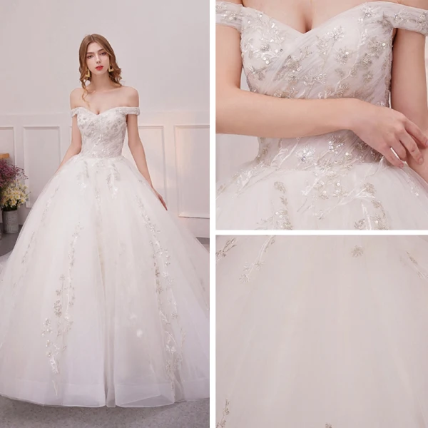Schöne Ivory / Creme Brautkleider / Hochzeitskleider 2019 A Linie Off Shoulder Kurze Ärmel Rückenfreies Applikationen Spitze Glanz Pailletten Kathedrale Schleppe Rüschen