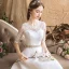Modern / Fashion Ivory Chiffon Outdoor / Garden Wedding Dresses 2019 A-Line / Princess See-through Scoop Neck 1/2 Sleeves Backless Rhinestone Sash Floor-Length / Long Ruffle