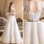 Modern / Fashion Ivory Chiffon Outdoor / Garden Wedding Dresses 2019 A-Line / Princess See-through Scoop Neck 1/2 Sleeves Backless Rhinestone Sash Floor-Length / Long Ruffle