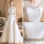 Modern / Fashion Ivory Chiffon Outdoor / Garden Wedding Dresses 2019 A-Line / Princess See-through Scoop Neck 1/2 Sleeves Backless Rhinestone Sash Floor-Length / Long Ruffle