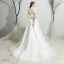Classique Blanche Chiffon Jardin / Extérieur Robe De Mariée 2019 Princesse Transparentes Col Haut Manches Courtes Dos Nu Faux Diamant Ceinture Train De Balayage Volants