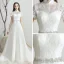 Classique Blanche Chiffon Jardin / Extérieur Robe De Mariée 2019 Princesse Transparentes Col Haut Manches Courtes Dos Nu Faux Diamant Ceinture Train De Balayage Volants