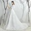 Chic Blanche Chiffon Jardin / Extérieur Robe De Mariée 2019 Princesse Encolure Dégagée Manches Courtes Dos Nu Appliques En Dentelle Train De Balayage Volants