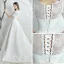 Chic Blanche Chiffon Jardin / Extérieur Robe De Mariée 2019 Princesse Encolure Dégagée Manches Courtes Dos Nu Appliques En Dentelle Train De Balayage Volants