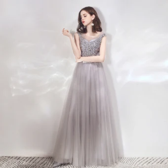 Elegante Grijs Avondjurken 2019 A Lijn Vierkante Halslijn Mouwloos Rhinestone Pailletten Strik Gordel Lange Ruche Ruglooze Gelegenheid Jurken