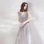 Elegante Grau Abendkleider 2019 A Linie Eckiger Ausschnitt Ärmellos Strass Pailletten Schleife Stoffgürtel Lange Rüschen Rückenfreies Festliche Kleider