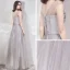 Elegante Grau Abendkleider 2019 A Linie Eckiger Ausschnitt Ärmellos Strass Pailletten Schleife Stoffgürtel Lange Rüschen Rückenfreies Festliche Kleider
