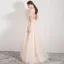 Vintage / Retro Champagne See-through Evening Dresses  2019 A-Line / Princess High Neck 1/2 Sleeves Appliques Flower Beading Floor-Length / Long Ruffle Formal Dresses