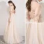 Vintage / Retro Champagne See-through Evening Dresses  2019 A-Line / Princess High Neck 1/2 Sleeves Appliques Flower Beading Floor-Length / Long Ruffle Formal Dresses