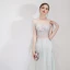 Élégant Bleu Ciel Robe De Soirée 2019 Princesse De l'épaule Manches Courtes Perlage Gland Appliques Fleur Faux Diamant Ceinture Longue Volants Dos Nu Robe De Ceremonie