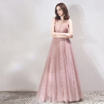 Chic Perle Rose Transparentes Robe De Soirée 2019 Princesse Encolure Dégagée Sans Manches Appliques En Dentelle Perlage Glitter Paillettes Longue Volants Dos Nu Robe De Ceremonie
