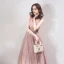 Chic Perle Rose Transparentes Robe De Soirée 2019 Princesse Encolure Dégagée Sans Manches Appliques En Dentelle Perlage Glitter Paillettes Longue Volants Dos Nu Robe De Ceremonie