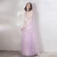 Two Tone Lavender Champagne Evening Dresses  With Shawl 2019 A-Line / Princess V-Neck Sleeveless Appliques Flower Beading Floor-Length / Long Ruffle Backless Formal Dresses