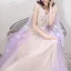 Two Tone Lavender Champagne Evening Dresses  With Shawl 2019 A-Line / Princess V-Neck Sleeveless Appliques Flower Beading Floor-Length / Long Ruffle Backless Formal Dresses