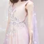 Two Tone Lavender Champagne Evening Dresses  With Shawl 2019 A-Line / Princess V-Neck Sleeveless Appliques Flower Beading Floor-Length / Long Ruffle Backless Formal Dresses