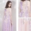 Two Tone Lavender Champagne Evening Dresses  With Shawl 2019 A-Line / Princess V-Neck Sleeveless Appliques Flower Beading Floor-Length / Long Ruffle Backless Formal Dresses