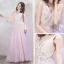 Two Tone Lavender Champagne Evening Dresses  With Shawl 2019 A-Line / Princess V-Neck Sleeveless Appliques Flower Beading Floor-Length / Long Ruffle Backless Formal Dresses