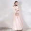 Chic / Beautiful See-through Pearl Pink Evening Dresses  2019 A-Line / Princess Scoop Neck Sleeveless Star Beading Rhinestone Floor-Length / Long Ruffle Backless Formal Dresses