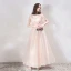 Chic Perle Rose Robe De Soirée 2019 Princesse Encolure Dégagée Manches Courtes Appliques Fleur Paillettes Perlage Longue Volants Dos Nu Robe De Ceremonie