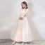 Chic Perle Rose Robe De Soirée 2019 Princesse Encolure Dégagée Manches Courtes Appliques Fleur Paillettes Perlage Longue Volants Dos Nu Robe De Ceremonie