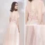 Chic Perle Rose Robe De Soirée 2019 Princesse Encolure Dégagée Manches Courtes Appliques Fleur Paillettes Perlage Longue Volants Dos Nu Robe De Ceremonie