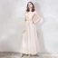Charmant Champagne Robe De Soirée 2019 Princesse Bretelles Spaghetti Sans Manches Appliques En Dentelle Longue Volants Dos Nu Robe De Ceremonie
