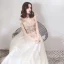 Charmant Champagne Robe De Soirée 2019 Princesse Bretelles Spaghetti Sans Manches Appliques En Dentelle Longue Volants Dos Nu Robe De Ceremonie