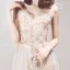 Charmant Champagne Robe De Soirée 2019 Princesse Bretelles Spaghetti Sans Manches Appliques En Dentelle Longue Volants Dos Nu Robe De Ceremonie