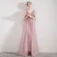 Élégant Rose Bonbon Robe De Soirée 2019 Trompette / Sirène V-Cou Manches Courtes Paillettes Perlage Détachable Train De Balayage Volants Dos Nu Robe De Ceremonie
