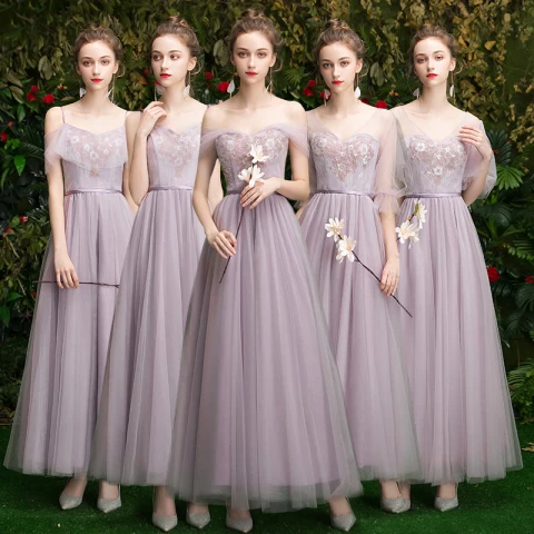 Erschwinglich Lavendel Brautjungfernkleider 2019 A Linie Applikationen Spitze Pailletten Stoffgürtel Lange Rüschen Kleider Für Hochzeit