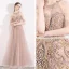 Fabulous Pearl Pink See-through Evening Dresses  2019 A-Line / Princess Halter Short Sleeve Beading Pearl Rhinestone Floor-Length / Long Ruffle Backless Formal Dresses