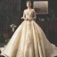 Luxe Champagne Transparentes Robe De Mariée 2019 Princesse Encolure Carrée 1/2 Manches Dos Nu Appliques En Dentelle Paillettes Perlage Glitter Tulle Cathedral Train Volants