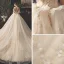 Stilig Champagne Brudekjoler 2019 Ballkjole Kjæreste Uten Ermer Ryggløse Appliques Blomst Rhinestone Beading Glitter Tyll Cathedral Train Buste