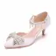 Sexy Weiß Perle Strass Schleife Brautschuhe 2025 Knöchelriemen 5 cm Stilettos Peeptoes Hochzeit Hochhackige