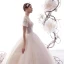 Luxus / Herrlich Ivory / Creme Durchsichtige Brautkleider / Hochzeitskleider 2019 A Linie Stehkragen Geschwollenes Kurze Ärmel Rückenfreies Pailletten Perlenstickerei Glanz Tülle Lange Rüschen