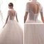 Luxus / Herrlich Ivory / Creme Durchsichtige Brautkleider / Hochzeitskleider 2019 A Linie Stehkragen Geschwollenes Kurze Ärmel Rückenfreies Pailletten Perlenstickerei Glanz Tülle Lange Rüschen