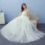 Abordable Ivoire Plage Robe De Mariée 2019 Princesse Bustier Sans Manches Dos Nu Appliques En Dentelle Fleur Perle Noeud Ceinture Longue Volants
