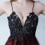 Sexy Bordeaux Robe De Cocktail 2019 Princesse Bretelles Spaghetti Sans Manches Appliques En Dentelle Faux Diamant Glitter Paillettes Courte Volants Dos Nu Robe De Ceremonie